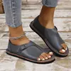 Sandalias de Tira Única Planas de PU con Punta Abierta y Tira de Dedo Estilo Comercio Exterior 2026 para Mujer en Tallas Grandes, Sandalias de Tira de Dedo para Playa