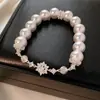 Pulseira de Pérolas com Flores de Zircônia e Contas Redondas, Alto Padrão, Exquisite, Pulseira de Luxo Leve, Estilo Palaciano, Joia de Mão Elegante Atacado