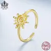 Anel Aberto de Sol da Moda Personalizado Aifule Anel Ajustável Prata Esterlina S925 Anel Versátil Atacado Joias Femininas