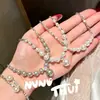 Juego de Joyería para Boda: Collar de Perla con Cuentas Plateadas en Forma de Lágrima, Accesorio para Vestido, Cadena para Clavícula de Perla de Concha Sonriente Color Blanco Roto