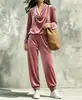 Otoño/Invierno 2026 Transfronterizo Amazon Nuevo Moda Europea y Americana para Mujer Casual Top de Manga Larga Hombro Caído y Conjunto de Pantalones Jogger