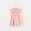 Roupa Infantil 2025 Verão Novo Xadrez Vestido de Menina Gola de Boneca Saia Infantil Saia Colete de Bebê