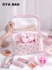 Bolsa de Cosméticos con Lazo Plisado en Relieve, Gran Capacidad, Gama Alta, Aspecto de Lujo, Bolsa de Almacenamiento Multifuncional, A partir de un Lote