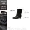 Botas longas femininas 2026 outono/inverno, novas, com 6cm de aumento de altura, bico quadrado, na moda e versáteis, com detalhes plissados, semelhantes a botas de equitação
