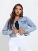 2026 Amazon Feminino Novo Verão Casual Curto Moda Versátil Slim Jeans Garota Quente Jaqueta Curta em Estoque