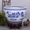 Macetas Grandes de Patio, Vasijas de Agua de Porcelana Azul y Blanca de Jingdezhen, Peceras, Recipientes para Lotos, Macetas para Nenúfares, Tanques para Tortugas, Tanques para Tortugas de Hotel