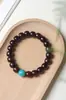 Madera de Palisandro Rosa de Hoja Pequeña India Material Viejo DIY Perla Roja del Sur 15mm Diseño Círculo Único Pulsera de Cuentas Budistas para Hombre y Mujer Venta al por Mayor