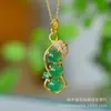 Pingente Cravejado de Calcedônia Verde Gelo Alto Estilo Casal Ágata Dourada Antiga Pingente Cravejado com Diamante Jade Buda Maitreya Venda Quente Transmissão ao Vivo