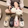Zapatos con Agujeros para Mujer Tacón de 10CM DIY Ropa de Exterior de Verano Suela Gruesa Zapatos de Jardín Pantuflas Gruesas con Punta Cerrada