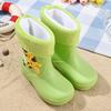 Botas de lluvia para niños al por mayor de fábrica, botas de lluvia antideslizantes impermeables con forro polar y dibujos animados para niños y niñas de jardín de infantes.