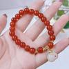 Ins Ano Novo estilo retrô pulseira de cristal ágata vermelha anel único Pulseira coelho de jade feminina joias atacado