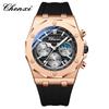 Reloj multifuncional Chenxi Dawn para hombre, cronógrafo de seis agujas, de silicona, deportivo, calendario, resistente al agua, de cuarzo, 968