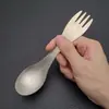Cuchara y Tenedor Portátiles de Titanio Puro de Doble Cabeza, Vajilla Multifuncional para Viajes al Aire Libre y Camping, Ligero y Fácil de Transportar