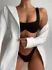 Conjunto de Bikini Europeo y Americano de Nuevo Estilo de una Pieza con Aro y Diseño Fruncido de Costilla Pequeña de Alta Elasticidad, Bikini de Dos Piezas Estilo Tank Top