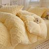 Conjunto de Cuatro Piezas de Tafetán Polar de Invierno Engrosado Cálido Manta de Polar de Leche Polar de Coral Conjunto de Tres Piezas para Cama de Dormitorio de Estudiante