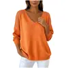 Otoño/Invierno 2026 Amazon Temu Suéter de Punto para Mujer Cuello en V Manga Larga Talla Grande Ajuste Holgado Hombro Caído Top de Color Sólido