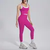 Conjunto de yoga con bloques de color transfronterizos y tejido cepillado para mujer, con top deportivo de canalé, pantalones largos de cintura alta que levantan los glúteos y aprietan el abdomen