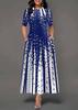 Amazon Comercio Exterior Transfronterizo Talla Grande Ropa de Mujer Europea y Americana Verano Degradado Media Longitud Manga Corta Personalizado Vestido de Dobladillo Grande Moderno