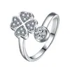 Anel de trevo de quatro folhas Kaiwei joia banhada a prata estrela moda micro-incrustação moda flor de quatro folhas anel ajustável