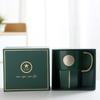 Taza Estrella Bafeng Raya Verde Oscuro Medalla de Bronce Café Cerámica Creativa Taza de Marca Regalo Taza Publicitaria LOGOTIPO Grabado