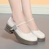 Estilo Britânico Plataforma Plataforma Lefu Sapatos de Couro Pequenos Sapatos Femininos de Salto Alto para Todos os Jogos de Salto Alto Grosso Velcro