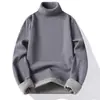 Malharia Transfronteiriça Masculina Outono e Inverno Veludo Espessado Gola Redonda Malharia para Jovens e Meia-Idade Outono e Inverno Cor Sólida Camiseta para Usar por Baixo