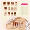 Venda Quente Transfronteiriça Tubo de Água Estendido Unhas Longas Glitter de Luxo Borda Francesa Diamantes Cintilantes Unhas Vestíveis de Alta Qualidade Puramente Feitas à Mão