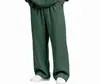 Calça Esportiva Casual Simples de Cintura com Cordão, Cor Sólida, Corte Reto Solto, Pierna Larga, Novo Estilo Europeu e Americano, Transfronteiriça, Waffle para Homens