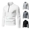 Nuevo estilo de comercio exterior 2026: Sudadera para hombre europea y americana con diseño de cremallera, color liso, cuello semi-alto, y se puede usar como capa base o prenda exterior en tallas europeas