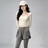 Conjunto de Yoga de Temperamento Duas Peças Feminino Slim Fit Manga Longa Cover-up Falso Duas Peças Roupa Esportiva Confortável Valoriza a Silhueta Traje de Corrida Feminino