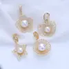 Colgante de Perla de Agua Dulce Natural con Cierre Universal, Dijes Geométricos de Girasol y Corazón Hueco para Collares y Pulseras, Accesorio Versátil