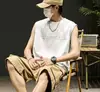 Camiseta sin mangas para hombre, estilo japonés moderno, diseño simple de corte ancho en los hombros, camiseta sin mangas deportiva casual holgada de verano, Ropa para hombre