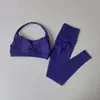 Conjunto Esportivo Duas Peças Feminino Europeu e Americano Sem Costura com Bojo Push-Up e Costas Bonitas, Calça Fitness Cintura Alta Justa Levanta Bumbum