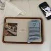 Meias de cano médio listradas com bordado de cachorrinho estilo Ins para mulheres Meias de algodão simples japonesas Versáteis para estudantes Meias longas folgadas