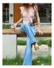 Blusas Design para Mulheres, Mangas Vazadas de Verão, Blusas de Renda Transparentes com Recortes, Camisetas Finas de Decote V Curtas que Mostram o Umbigo
