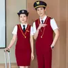 Uniforme de Faculdade de Aviação Terno Profissional Feminino Uniforme de Estudante de Escola Profissional para Tripulação de Trem de Alta Velocidade Uniforme de Trabalho para Atendimento ao Cliente Primavera