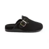 Primeiro Encontro Temporada Fivela Quente Birkenstock de Solado Grosso Pantufas de Pelo 2026 Outono/Inverno Novas Pantufas Femininas de Bico Fechado para Exterior
