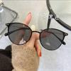 Gafas Fotocromáticas para Miopía para Mujer, Luz Antiazul, Se Pueden Personalizar con Graduación, Estilo Coreano, Montura de Color Sólido que Cambia de Color, Lente Marrón