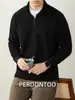 Textura de Luxo Sutil! Moletom Masculino de Outono e Inverno com Fechamento em Zíper e Gola Alta, Manga Longa, Feito com Mistura de Lã de Alta Qualidade e Seda de Amora, com Armazenamento Térmico e Aquecimento