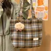 Bolsa de Compras Cuadros Retro Fresca de Aspecto Elegante Nueva para Otoño e Invierno Estilo Coreano para Mujer Ligera de Gran Capacidad