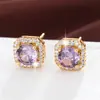 Brincos Octogonais em Forma de Almofada com Zircônia para Mulheres, Estilo Doce de Luxo Leve, Versáteis, Quentes e Vendidos em Larga Escala no Exterior, Adequados para Uso Diário e Encontros, Disponíveis em Várias Cores