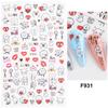 Pegatinas de uñas transfronterizas para el Día de San Valentín, pequeñas pegatinas blancas con diseño de personas que aman la espalda, calcomanías creativas de dibujos animados para uñas.