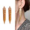 Pendientes Largos con Borlas Personalizados de Zirconia de Lujo de Entrada Francesa Pendientes de Cadena con Cuentas Chapados en Oro de 18K con Sentido Avanzado