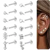 Piercing de Osso da Orelha de Aço Inoxidável com Zircônia Barra Reta Piercing Labial Piercing de Nariz Mais Vendido da Amazon