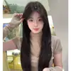 Peluca Yiduo para Mujer, Uso Diario, Estilo Celebridad de Internet, Nuevo Modelo de Verano, Cabello Largo Liso, Dulce Estilo Coreano, Realista y Natural, Moldea el Rostro, Peluca de Cabeza Completa
