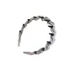 Diadema de Tela de Lunares y Rayas de Alta Calidad con Dientes, Estilo Retro Perezoso, Versátil, Antideslizante, Diadema de Corona Alta