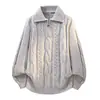 Suéter Masculino Gola Lapela Novo Outono/Inverno 2026, Top de Tricô, Jaqueta Casual Espessa, Camisa Básica Masculina Estilo Old Money