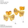 Pendientes de Acero de Titanio Chapados en Oro con Lazo Joker Transfronterizos de Alta Gama para Mujer Moda de Nicho Europea y Americana Joyería Exquisita al por Mayor