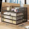 Estante de Almacenamiento de Archivos para Estación de Trabajo Estante de Información para Escritorio de Oficina Estantería para Libros de Estudiante Estante de Almacenamiento para Escritorio Caja de Almacenamiento Multicapa
