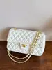 Bolsas Bolso de Hombro Acolchado Bordado Clásico, Bolso Cuadrado Pequeño de Moda y Versátil, Bolso Cruzado Pequeño con Cadena Estilo Chanel para Mujer